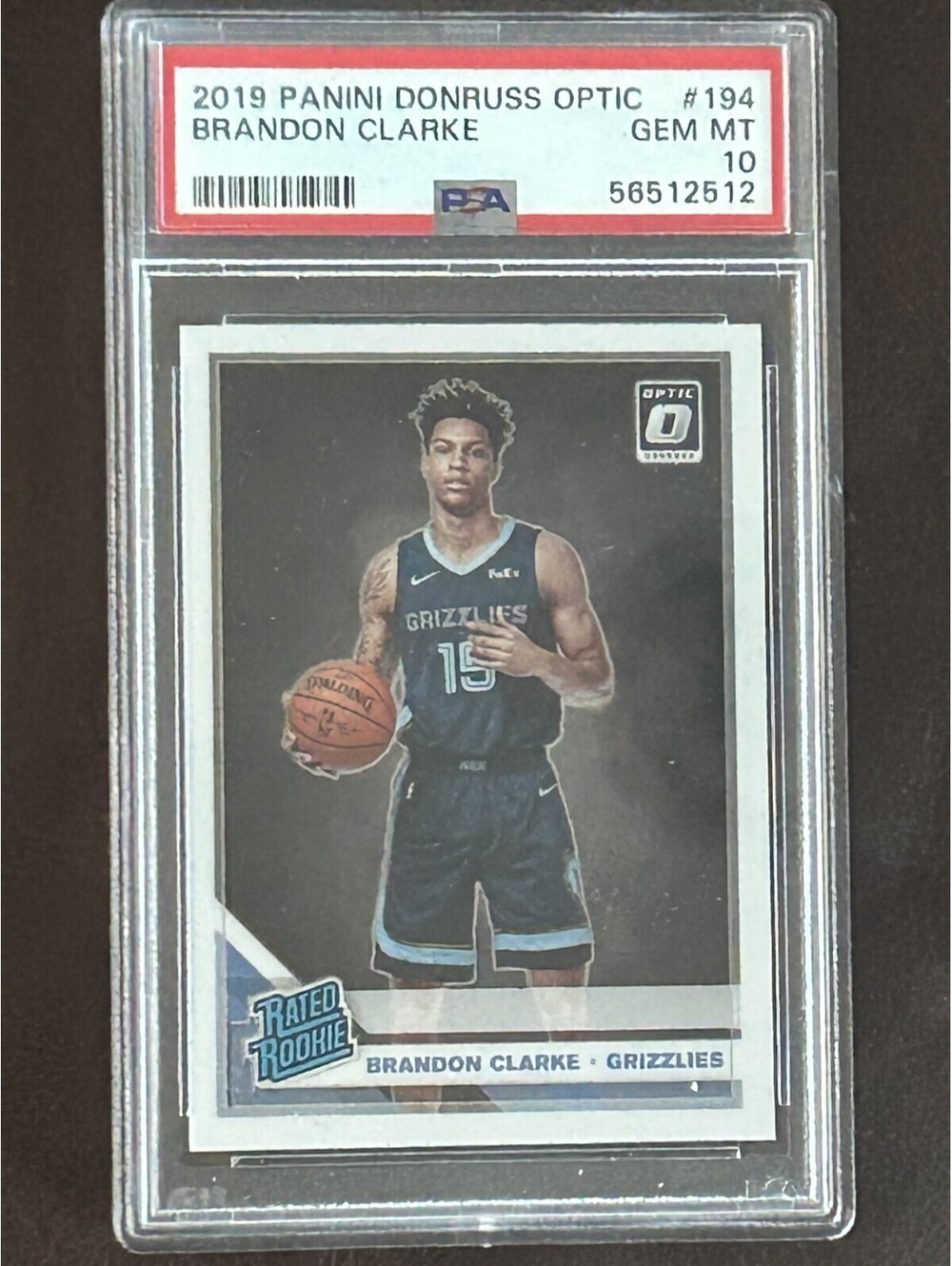 2019 BRANDON CLARKE RATED ROOKIE PSA GRADED GEM MINT 10 PANINI DONRUSS OPTIC RC